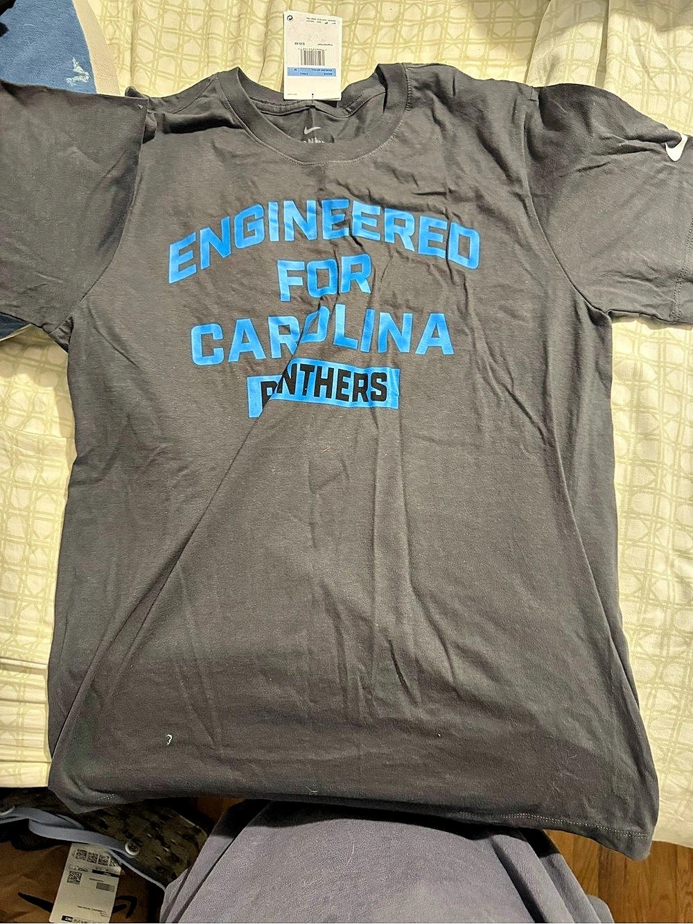 Nike Tee Carolina Panthers Graphic Gray Medium NWT